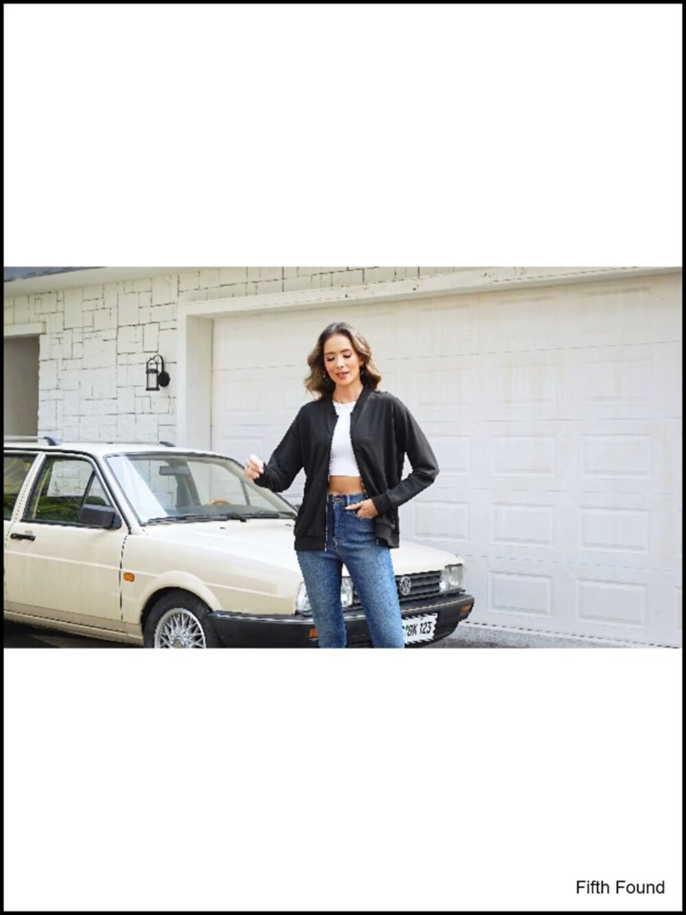 Zip Up Bomber Jacket Long Sleeve Casual Coat Windbreaker with Pockets - Picture 4 of 5